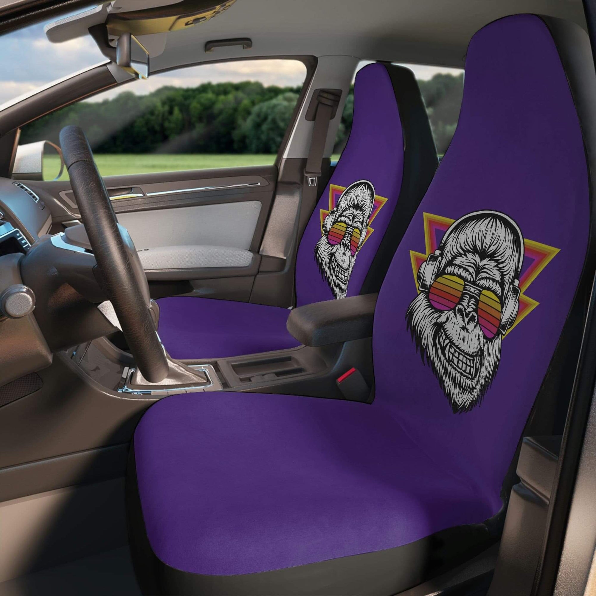 Gorilla Polyester Car Seat Covers. Purple front - Primation