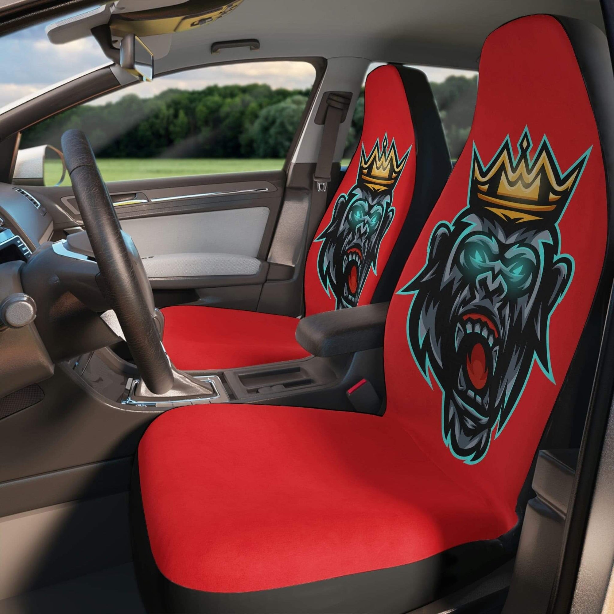 Gorilla Polyester Car Seat Covers. Scarlet front. - Primation