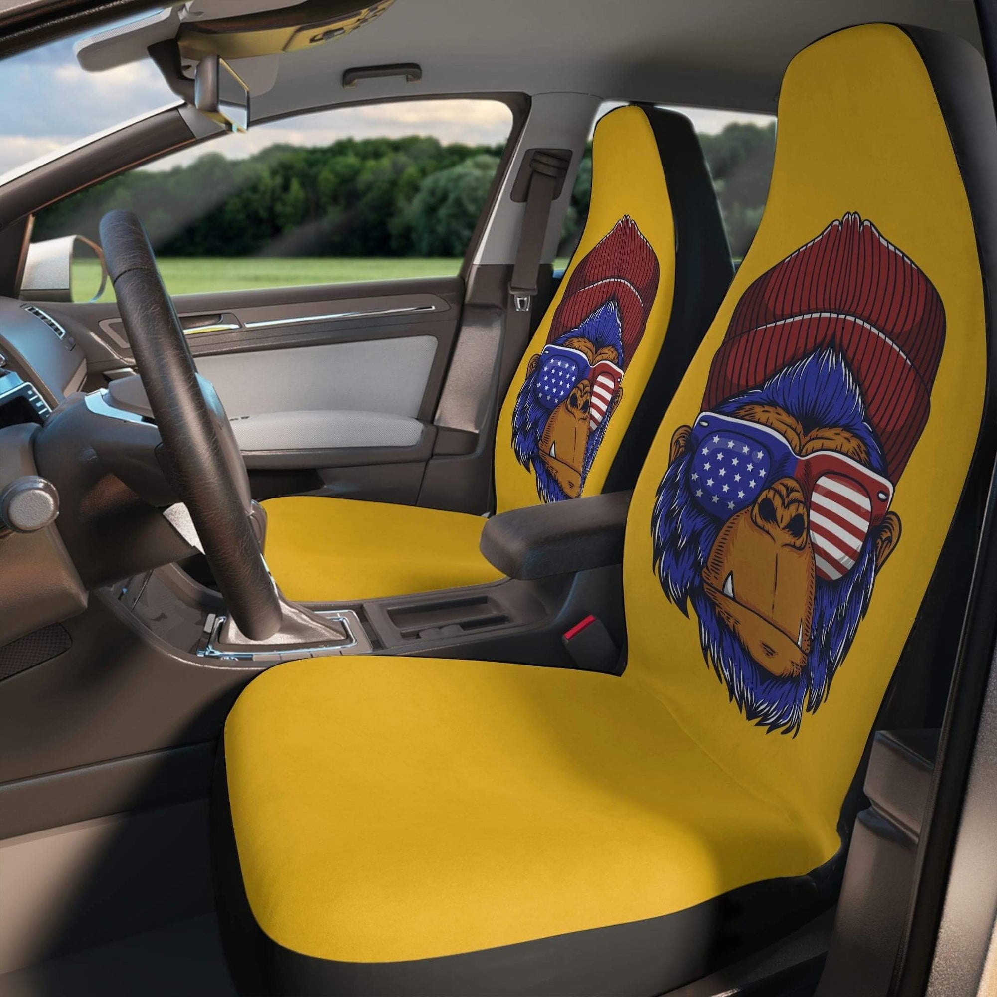Gorilla Polyester Car Seat Covers. Yellow front. - Primation