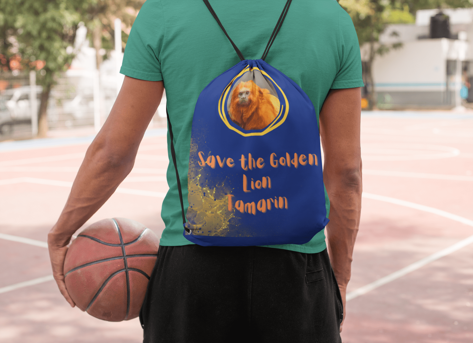 Iconic Golden Lion Tamarin Outdoor Drawstring Bag - Primation