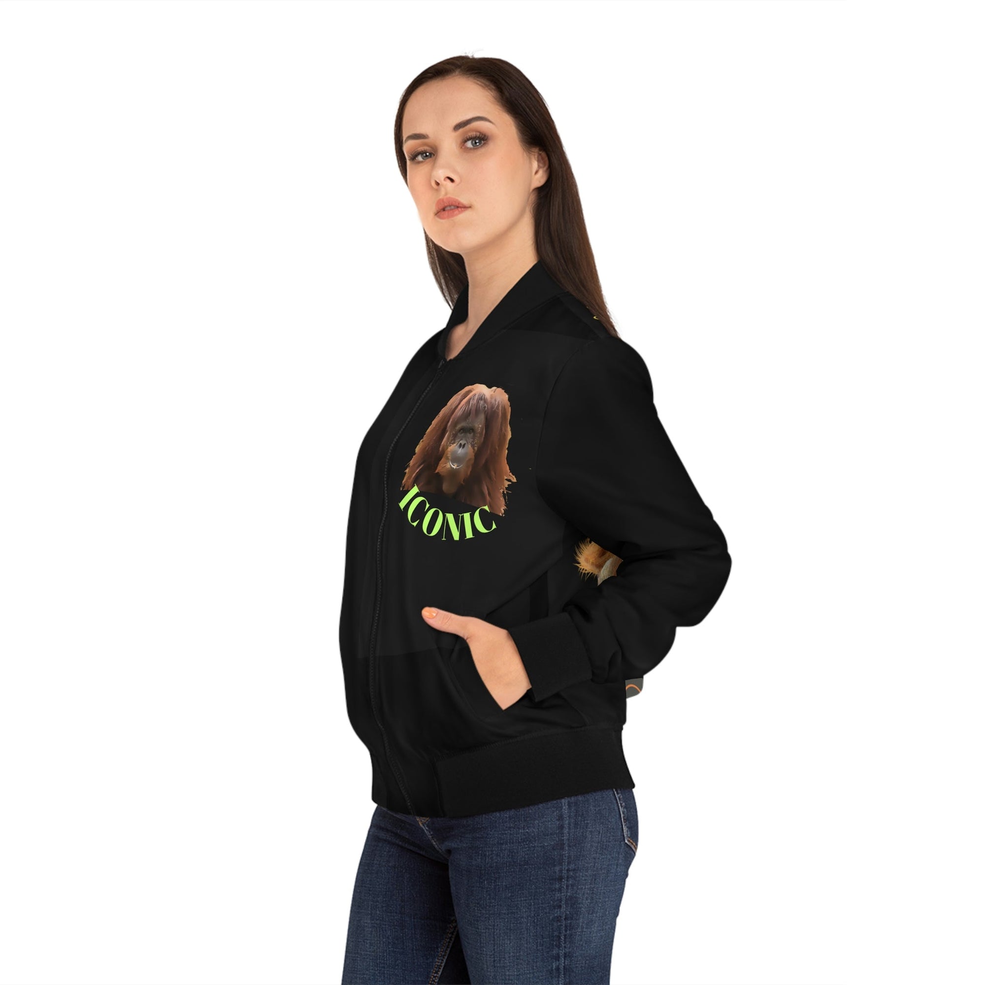 Women's Bomber Jacket (AOP) Iconic Orangutan - Primation